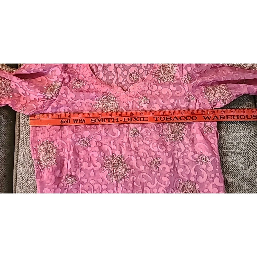 Vintage Pakistani 2 Pc Formal Dress Dupatta Silk Blend Hand Embroidered‎ Beaded - Picture 14 of 16